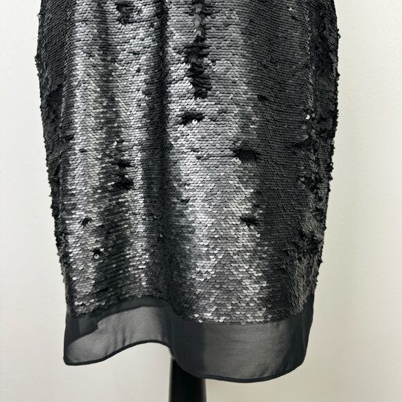 Calvin Klein | Black Sequin Sleeveless Knee Length Sheath Cocktail Dress - Picture 6 of 11